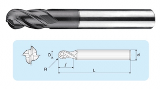 BCA  4刃超微粒圓頭立銑刀