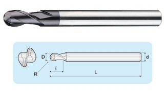 LBCA 2刃超微粒長柄圓頭立銑刀