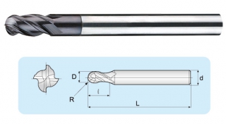 LBCA 4刃超微粒長柄圓頭立銑刀