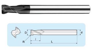 LRGA 2刃超微粒長柄圓頭立銑刀