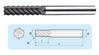 LVGA 6刃超微粒長刃高硬度立銑刀