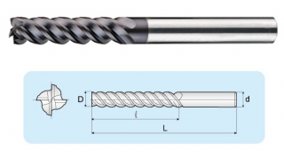 LXGA 4刃超微粒長刃立銑刀