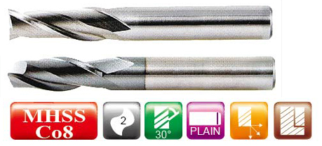 Standard Cobalt High-Speed Steel End Mill- 2-flute