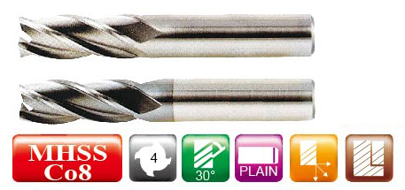 Standard Cobalt High-Speed Steel End Mill- 4-flute