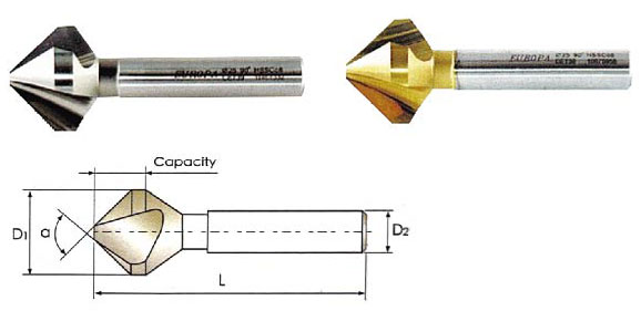 HSSCo8 90° Three-Flute Chamfer Cutter